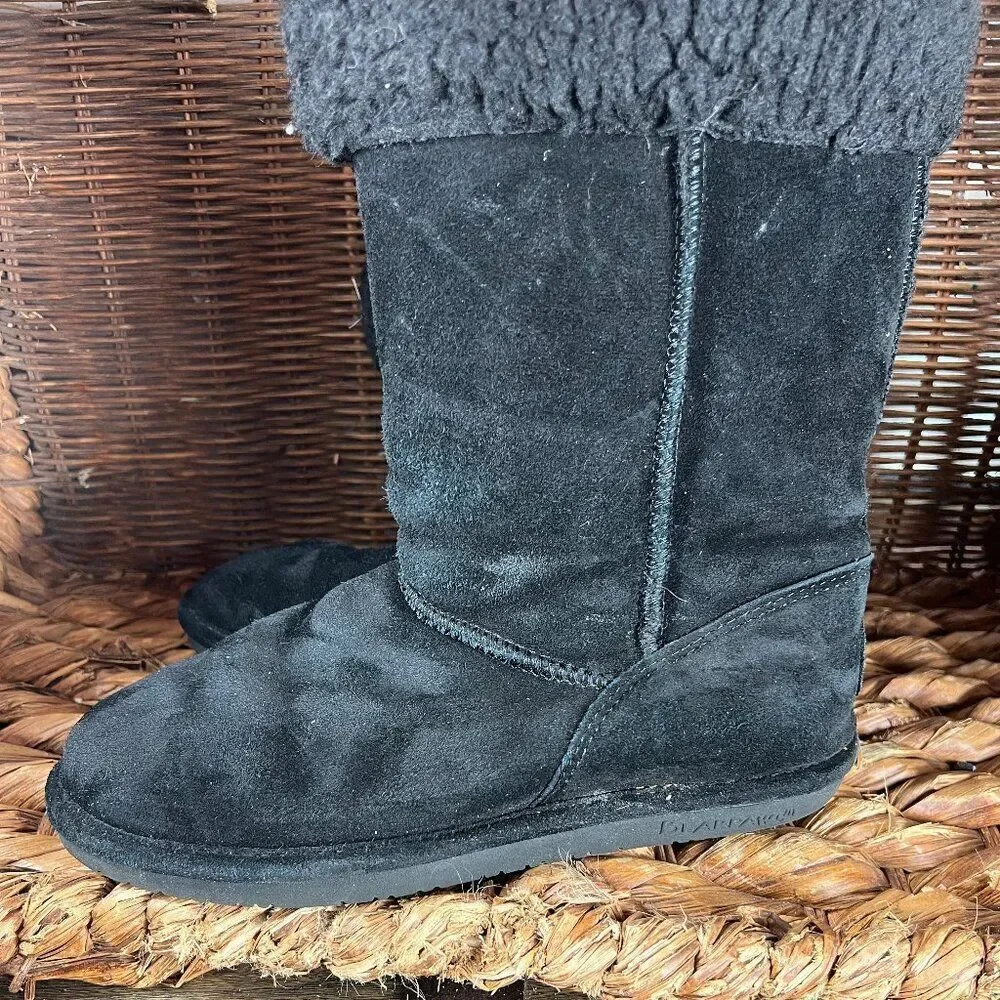 BearPaw Women's‎ Black Suede Classic Winter Pull On Boots Size 8